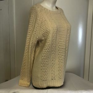 FOREVER 21 Cream Acrylic/Wool Cable Knit Sweater Staple Layer Pullover Sz S